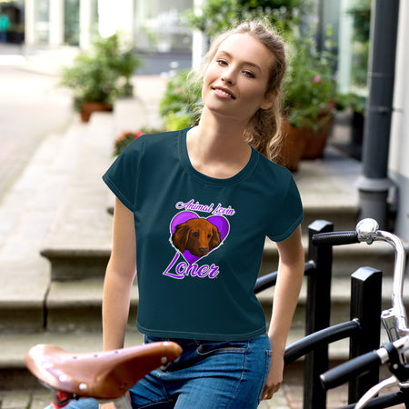 CROP TEE - ATHLETIC - BLUE/GEEN PREMIUM KNIT - DOG - ALLoner