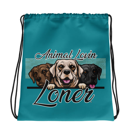 DRAWSTRING BAG - LABS - SHOULDER STRAPS - TEAL - ALLoner