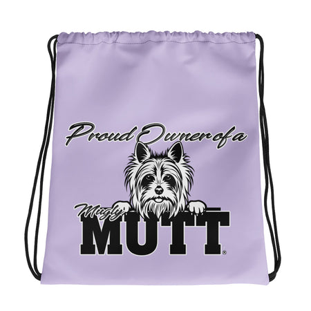 DRAWSTRING BAG - SCRUFFY DOG - SHOULDER STRAPS - LAVENDER - POOAMM