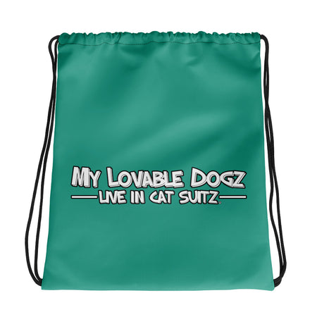 DRAWSTRING BAG - SHOULDER STRAPS - MINT/GREEN - DOGZ IN CAT SUITZ