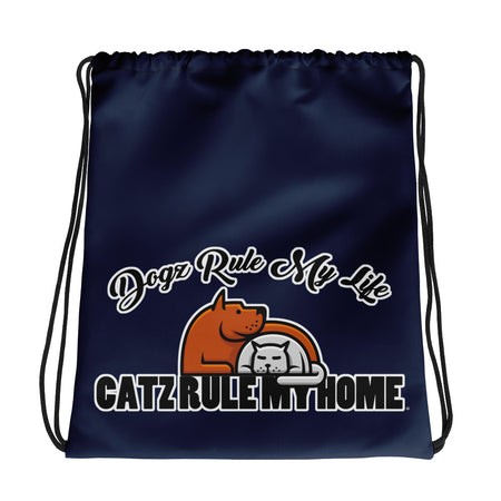 DRAWSTRING BAG - SHOULDER STRAPS - NAVY/BLUE - DOG(Z)/CAT(Z)