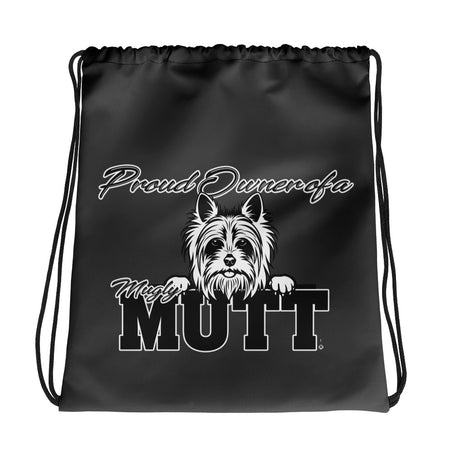 DRAWSTRING BAG - SCRUFFY DOG - SHOULDER STRAPS - DARK/GREY - POOAMM