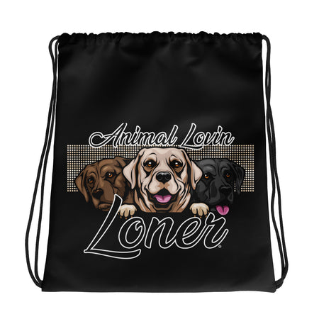 DRAWSTRING BAG - LABS - SHOULDER STRAPS - BLACK - ALLoner