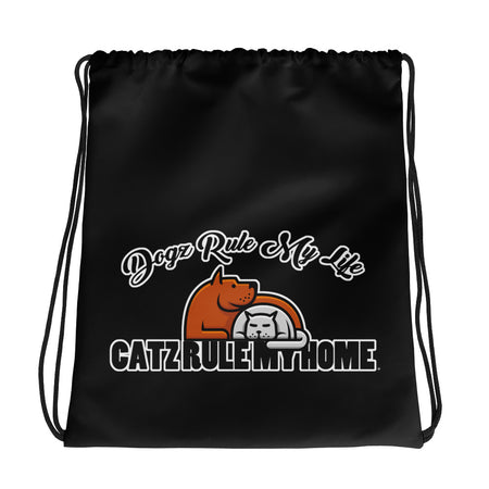 DRAWSTRING BAG - SHOULDER STRAPS - BLACK - DOG(Z)/CAT(Z)