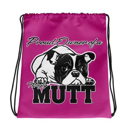 DRAWSTRING BAG - BULLDOG - SHOULDER STRAPS - BRIGHT/PINK - POOAMM