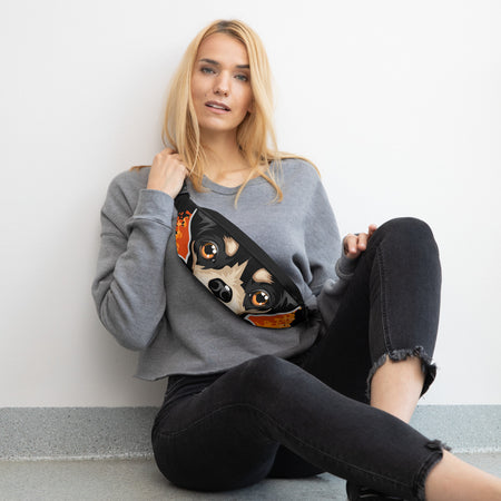 FANNY PACK - inside pocket/adjustable straps - BLACK - DOG - AHOE