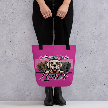 TOTE BAG - BRIGHT/PINK - DOG - ALLoner