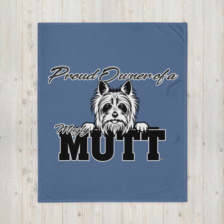 BLANKET - SOFT SILK TOUCH THROW - DOG - BLUE- POOAMM