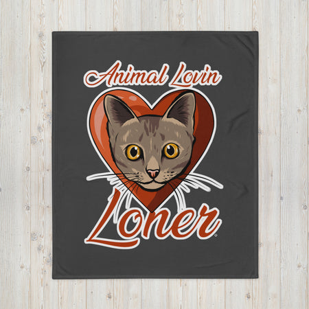 BLANKET - SOFT SILK TOUCH THROW - CAT - GREY - ALLoner