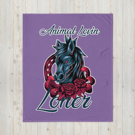 BLANKET - SOFT SILK TOUCH THROW -LIGHT/PURPLE - HORSE - ALLoner