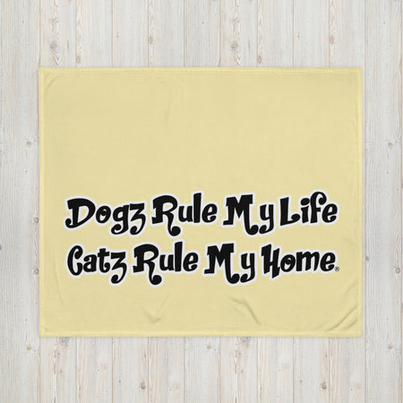 BLANKET - SOFT SILK TOUCH THROW - YELLOW - DOG(Z) /CAT(Z)