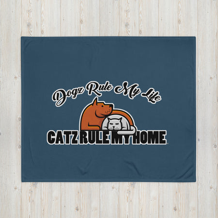 BLANKET - SOFT SILK TOUCH THROW - BLUE - DOG(Z)/CAT(Z)