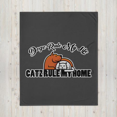 BLANKET - SOFT SILK TOUCH THROW - GREY - DOG(Z)/CAT(Z)