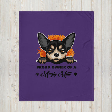 BLANKET - SOFT SILK TOUCH THROW - DOG - PURPLE - POOAMM