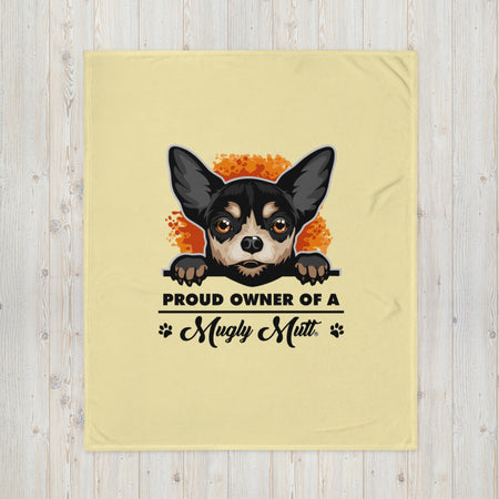 BLANKET - SOFT SILK TOUCH THROW - DOG - YELLOW - POOAMM