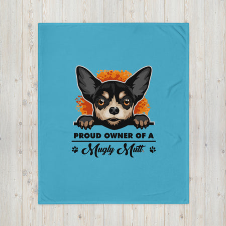 BLANKET - SOFT SILK TOUCH THROW - DOG - BLUE - POOAMM