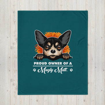 BLANKET - SOFT SILK TOUCH THROW - DOG - BLUE/GREEN - POOAMM