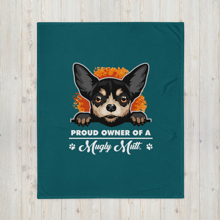 BLANKET - SOFT SILK TOUCH THROW - DOG - BLUE/GREEN - POOAMM