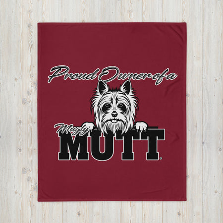 BLANKET - SOFT SILK TOUCH THROW - DOG - BURGUNDY - POOAMM
