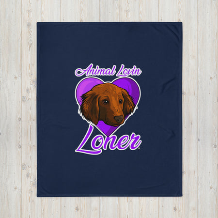 BLANKET - SOFT SILK TOUCH THROW - DOG - NAVY/BLUE - ALLoner