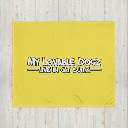 BLANKET - SOFT SILK TOUCH THROW - BRIGHT/YELLOW - DOG(Z) IN CAT SUIT(Z)