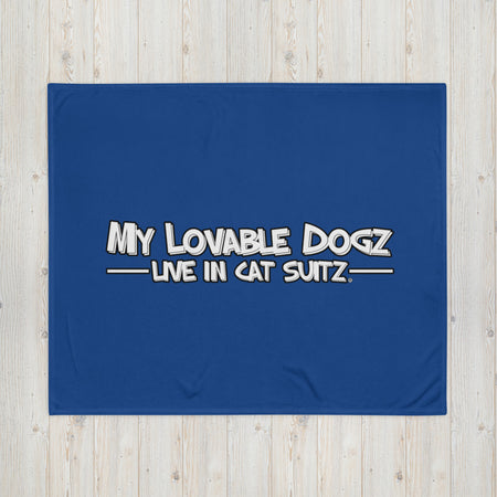 BLANKET - SOFT SILK TOUCH THROW - ROYAL/BLUE - DOG(Z) IN CAT SUIT(Z)