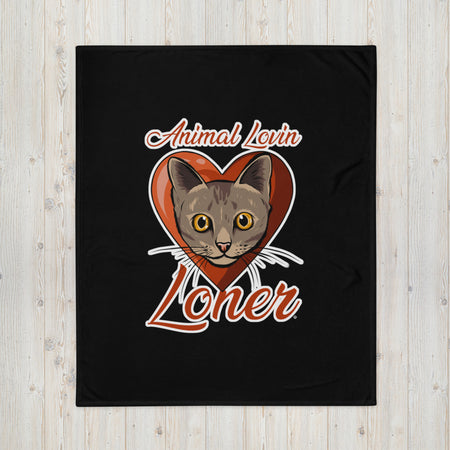 BLANKET - SOFT SILK TOUCH THROW - CAT - BLACK - ALLoner