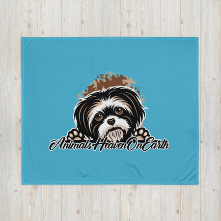 BLANKET - SOFT SILK TOUCH THROW - DOG - BLUE - AHOE