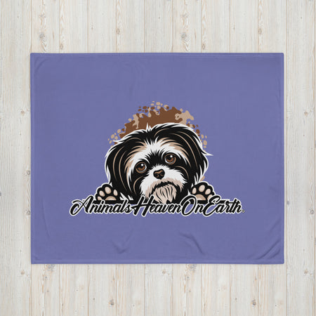 BLANKET - SOFT SILK TOUCH THROW - DOG - LIGHT/PURPLE - AHOE