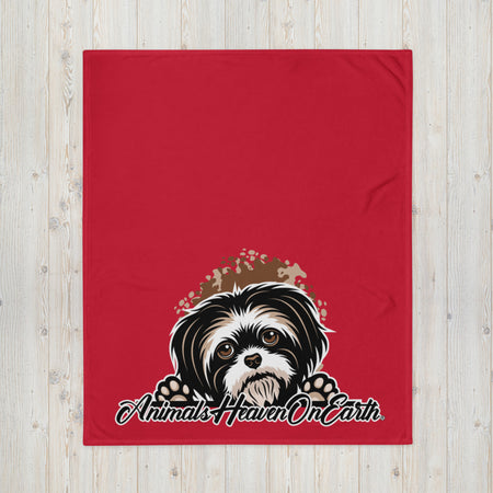 BLANKET - SOFT SILK TOUCH THROW - DOG - RED - AHOE