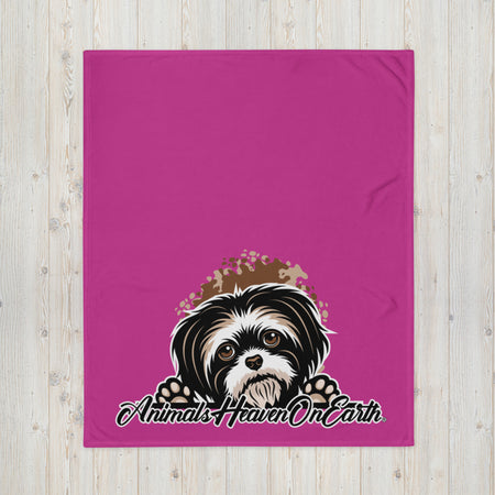 BLANKET - SOFT SILK TOUCH THROW - DOG - PINK - AHOE