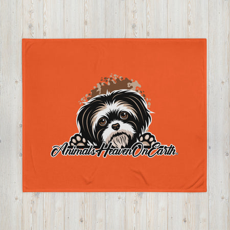 BLANKET - SOFT SILK TOUCH THROW - DOG - ORANGE - AHOE