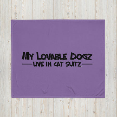 BLANKET - SOFT SILK TOUCH THROW - PURPLE - DOG(Z) IN CAT SUIT(Z)