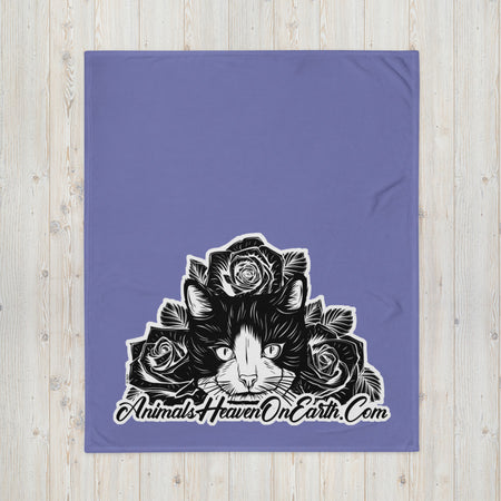 BLANKET - SOFT SILK TOUCH THROW - CAT - LIGHT/PURPLE - AHOE