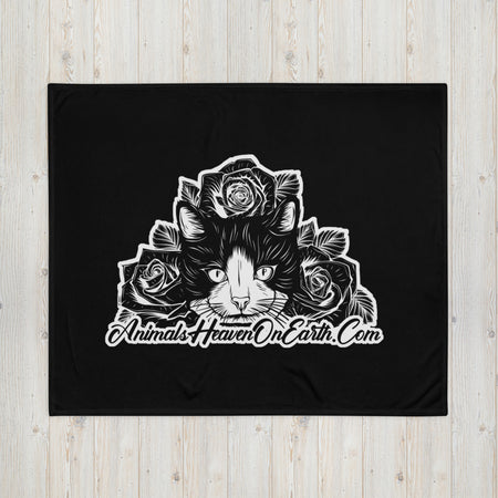 BLANKET - SOFT SILK TOUCH THROW - CAT - BLACK - AHOE
