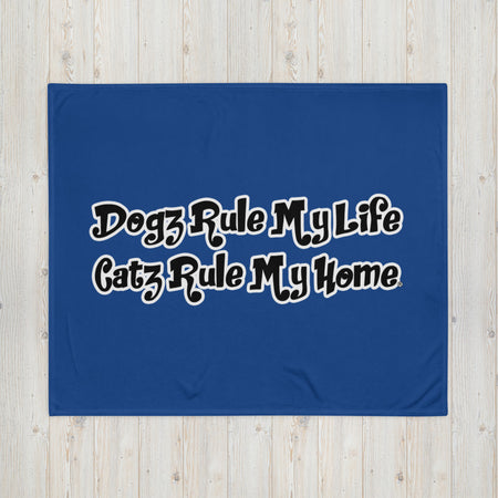 BLANKET - SOFT SILK TOUCH THROW - ROYAL/BLUE - DOG(Z)/CAT(Z)