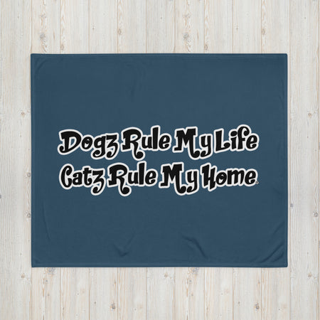 BLANKET - SOFT SILK TOUCH THROW - BLUE - DOG(Z)/CAT(Z)
