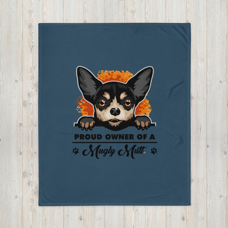 BLANKET - SOFT SILK TOUCH THROW - DOG - DARK/BLUE - POOAMM