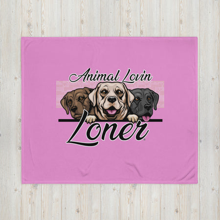 BLANKET - SOFT SILK TOUCH THROW - PINK - DOGS - ALLoner