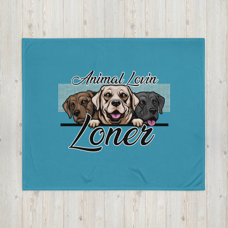BLANKET - SOFT SILK TOUCH THROW - BLUE - DOGS - ALLoner