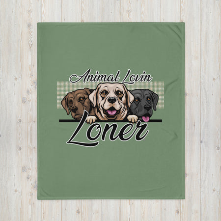 BLANKET - SOFT SILK TOUCH THROW - GREEN - DOGS - ALLoner