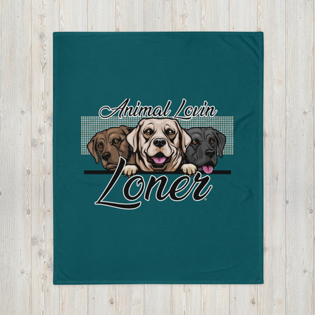 BLANKET - SOFT SILK TOUCH THROW - TEAL - DOGS - ALLoner