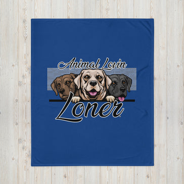 BLANKET - SOFT SILK TOUCH THROW - ROYAL/BLUE - DOGS - ALLoner