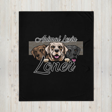 BLANKET - SOFT SILK TOUCH THROW - BLACK - DOGS - ALLoner