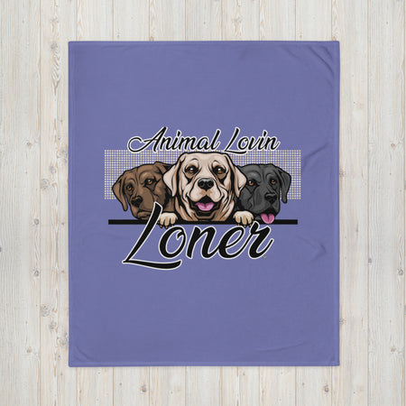 BLANKET - SOFT SILK TOUCH THROW - LIGHT/PURPLE - DOGS - ALLoner