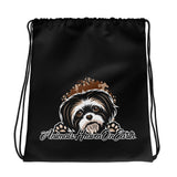 DRAWSTRING BAG - SHIH TZU - SHOULDER STRAPS - BLACK - AHOE