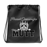 DRAWSTRING BAG - SCRUFFY DOG - SHOULDER STRAPS - DARK/GREY - POOAMM