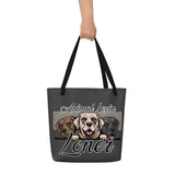 BEACH BAG W/ LARGE INSIDE POCKET - DARK/GREY - DOG - ALLoner