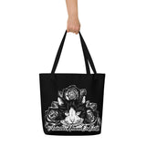 BEACH BAG W/ LARGE INSIDE POCKET - BLACK - CAT - AHOE