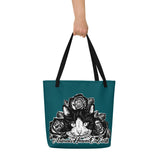 BEACH BAG W/ LARGE INSIDE POCKET - BLUE/GREEN - CAT - AHOE